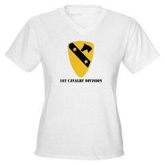 1CAV - A01 - 04 - DUI - 1st Cavalry Division with text Women's V-neck Tshirt