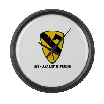 1CAV - M01 - 03 - SSI - 1st Cavalry Division with text Large Wall Clock