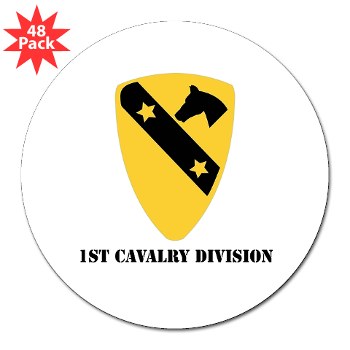 1CAV - M01 - 01 - DUI - 1st Cavalry Division with Text 3" Lapel Sticker (48 pack)