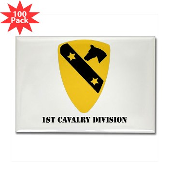 1CAV - M01 - 01 - DUI - 1st Cavalry Division with Text Rectangle Magnet (100 Pack)