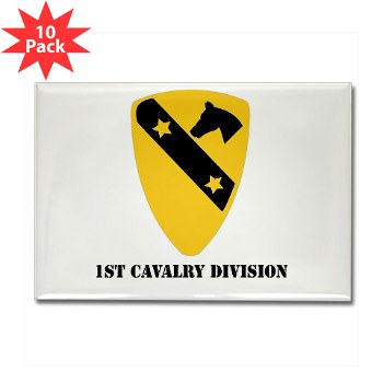 1CAV - M01 - 01 - DUI - 1st Cavalry Division with Text Rectangle Magnet (10 Pack) - Click Image to Close