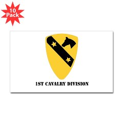 1CAV - M01 - 01 - DUI - 1st Cavalry Division with Text Sticker (Rectangle 10 Pack)