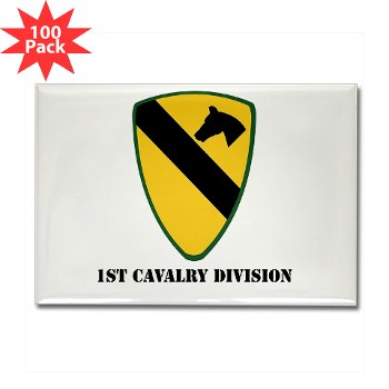 1CAV - M01 - 01 - SSI - 1st Cavalry Division with Text Rectangle Magnet 100 Pack)