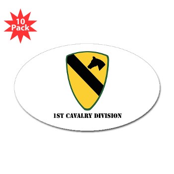 1CAV - M01 - 01 - SSI - 1st Cavalry Division with Text Sticker (Oval 10 Pack)