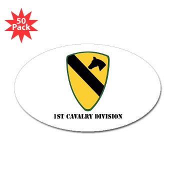 1CAV - M01 - 01 - SSI - 1st Cavalry Division with Text Sticker (Oval 50 Pack)