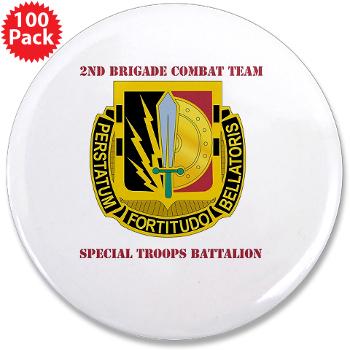 1CAV2BCTSTB - M01 - 01 - DUI - 2nd BCT - Special Troops Bn with Text - 3.5" Button (100 pack) - Click Image to Close