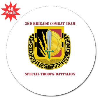1CAV2BCTSTB - M01 - 01 - DUI - 2nd BCT - Special Troops Bn with Text - 3" Lapel Sticker (48 pk)