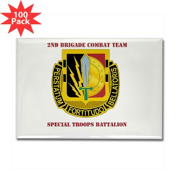 1CAV2BCTSTB - M01 - 01 - DUI - 2nd BCT - Special Troops Bn with Text - Rectangle Magnet (100 pack) - Click Image to Close