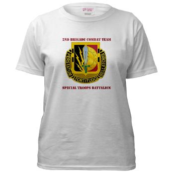 1CAV2BCTSTB - A01 - 04 - DUI - 2nd BCT - Special Troops Bn with Text - Women's T-Shirt