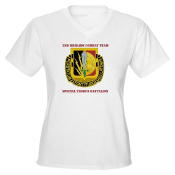 1CAV2BCTSTB - A01 - 04 - DUI - 2nd BCT - Special Troops Bn with Text - Women's V-Neck T-Shirt - Click Image to Close