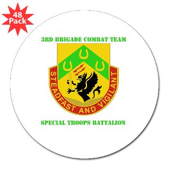 1CAV3BCTSTB - M01 - 01 - DUI - 3rd BCT - Special Troops Bn with Text - 3" Lapel Sticker (48 pk)