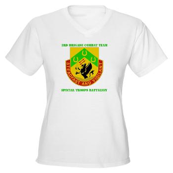 1CAV3BCTSTB - A01 - 04 - DUI - 3rd BCT - Special Troops Bn with Text - Women's V-Neck T-Shirt