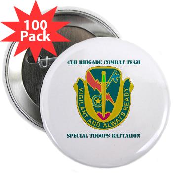 1CAV4BCTSTB - M01 - 01 - DUI - 4th BCT - Special Troops Bn with Text - 2.25" Button (100 pack) - Click Image to Close