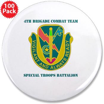 1CAV4BCTSTB - M01 - 01 - DUI - 4th BCT - Special Troops Bn with Text - 3.5" Button (100 pack)