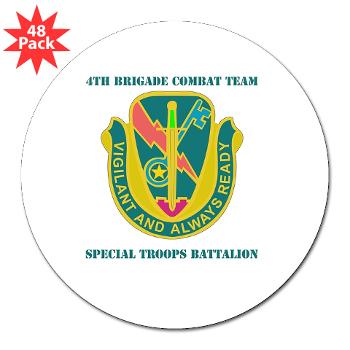 1CAV4BCTSTB - M01 - 01 - DUI - 4th BCT - Special Troops Bn with Text - 3" Lapel Sticker (48 pk) - Click Image to Close
