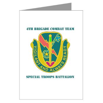 1CAV4BCTSTB - M01 - 02 - DUI - 4th BCT - Special Troops Bn with Text - Greeting Cards (Pk of 10) - Click Image to Close