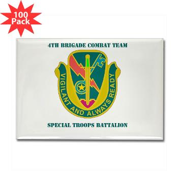 1CAV4BCTSTB - M01 - 01 - DUI - 4th BCT - Special Troops Bn with Text - Rectangle Magnet (100 pack)