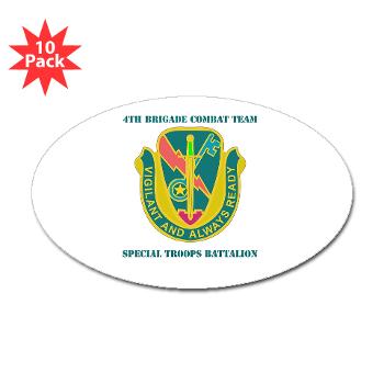 1CAV4BCTSTB - M01 - 01 - DUI - 4th BCT - Special Troops Bn with Text - Sticker (Oval 10 pk) - Click Image to Close