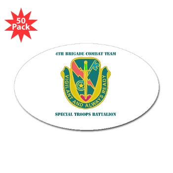 1CAV4BCTSTB - M01 - 01 - DUI - 4th BCT - Special Troops Bn with Text - Sticker (Oval 50 pk) - Click Image to Close