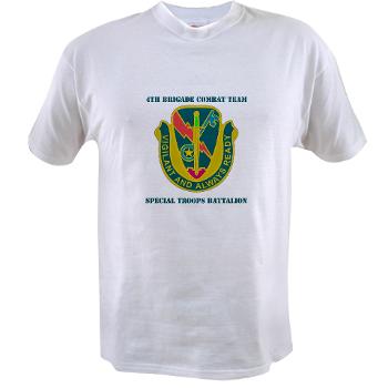 1CAV4BCTSTB - A01 - 04 - DUI - 4th BCT - Special Troops Bn with Text - Value T-shirt