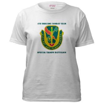 1CAV4BCTSTB - A01 - 04 - DUI - 4th BCT - Special Troops Bn with Text - Women's T-Shirt