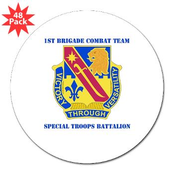 1ID1BCTSTB - M01 - 01 - DUI - 1st BCT - Special Troops Bn with Text - 3" Lapel Sticker (48 pk)