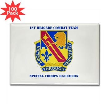 1ID1BCTSTB - M01 - 01 - DUI - 1st BCT - Special Troops Bn with Text - Rectangle Magnet (100 pack) - Click Image to Close