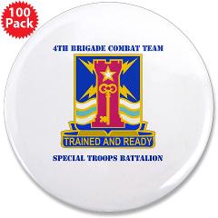 1ID4BCTSTB - M01 - 01 - DUI - 4th BCT - Special Troops Battalion with Text - 3.5" Button (100 pack) - Click Image to Close