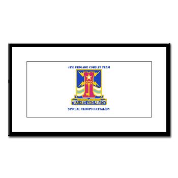1ID4BCTSTB - M01 - 02 - DUI - 4th BCT - Special Troops Battalion with Text - Small Framed Print