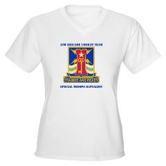1ID4BCTSTB - A01 - 04 - DUI - 4th BCT - Special Troops Battalion with Text - Women's V-Neck T-Shirt