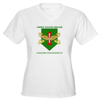 1IDHQHQC - A01 - 04 - DUI - HQ and HQ Coy with Text - Women's V-Neck T-Shirt