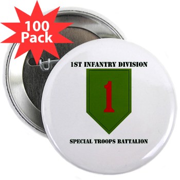 1IDSTB - M01 - 01 - DUI - Division - Special Troops Battalion with Text - 2.25" Button (100 pack)