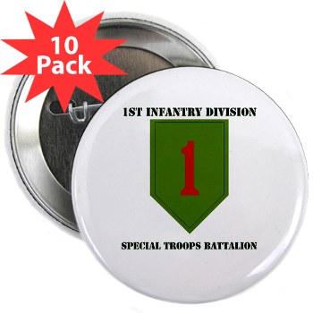 1IDSTB - M01 - 01 - DUI - Division - Special Troops Battalion with Text - 2.25" Button (10 pack)