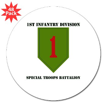 1IDSTB -M01 - 01 - DUI - Division - Special Troops Battalion with Text - 3" Lapel Sticker (48 pk)