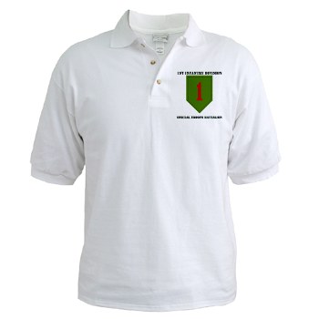 1IDSTB - A01 - 04 - DUI - Division - Special Troops Battalion with Text - Golf Shirt - Click Image to Close