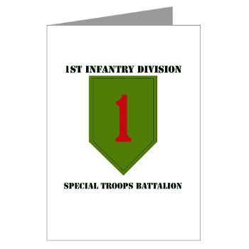 1IDSTB - M01 - 02 - DUI - Division - Special Troops Battalion with Text - Greeting Cards (Pk of 10)
