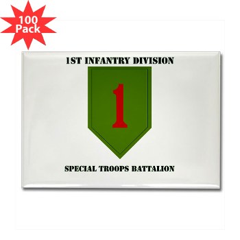 1IDSTB - M01 - 01 - DUI - Division - Special Troops Battalion with Text - Rectangle Magnet (100 pack)
