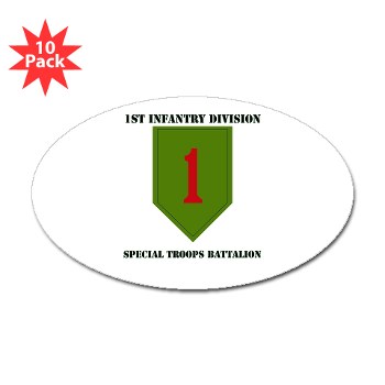 1IDSTB - M01 - 01 - DUI - Division - Special Troops Battalion with Text - Sticker (Oval 10 pk)