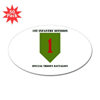 1IDSTB - M01 - 01 - DUI - Division - Special Troops Battalion with Text - Sticker (Oval 50 pk)
