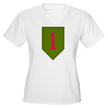 1IDSTB - A01 - 04 - DUI - Division - Special Troops Battalion Women's V-Neck T-Shirt