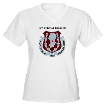1MB - A01 - 04 - DUI - 1st Medical Brigade with text - Women's V-Neck T-Shirt