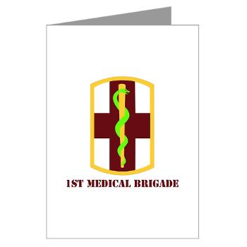 1MB - M01 - 02 - SSI - 1st Medical Bde with Text - Greeting Cards (Pk of 10)