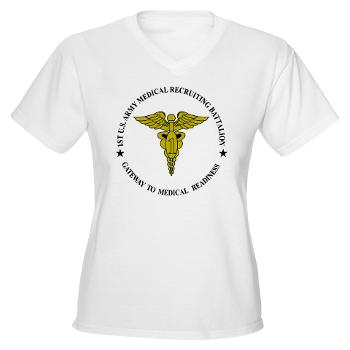 1MRB - A01 - 04 - DUI - 1st Medical Recruiting Battalion (Patriots) - Women's V -Neck T-Shirt