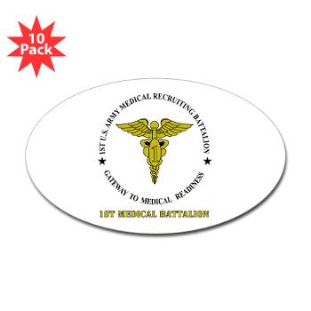 1MRB - M01 - 01 - DUI - 1st Medical Recruiting Battalion (Patriots) with Text - Sticker (Oval 10 pk)