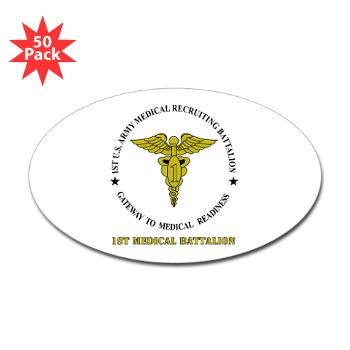 1MRB - M01 - 01 - DUI - 1st Medical Recruiting Battalion (Patriots) with Text - Sticker (Oval 50 pk)