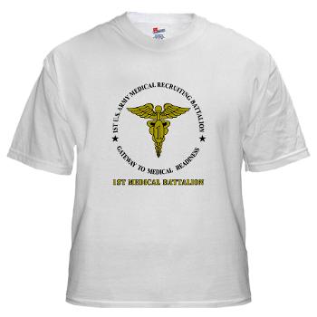 1MRB - A01 - 04 - DUI - 1st Medical Recruiting Battalion (Patriots) with Text - White T-Shirt - Click Image to Close