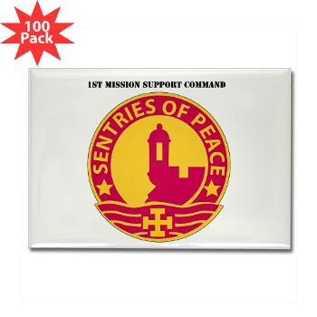 1MSC - M01 - 01 - DUI - 1st Mission Support Command with Text - Rectangle Magnet (100 pack) - Click Image to Close