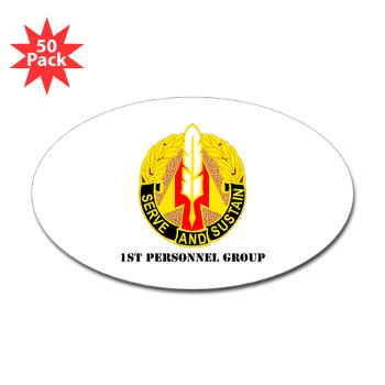 1PG - M01 - 01 - DUI - 1st Personnel Group with Text - Sticker (Oval 50 pk) - Click Image to Close