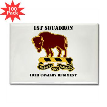 1S10CR - M01 - 01 - DUI - 1st Sqdrn - 10th Cavalry Regt with Text - Rectangle Magnet (100 pack) - Click Image to Close