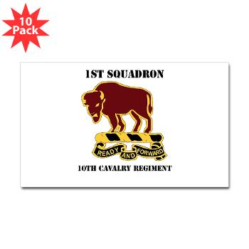 1S10CR - M01 - 01 - DUI - 1st Sqdrn - 10th Cavalry Regt with Text - Sticker (Rectangle 10 pk)